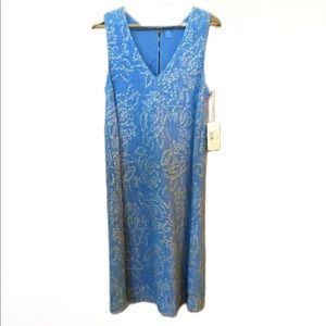 120% Lino Linen Made in Italy Blue Dress NWT